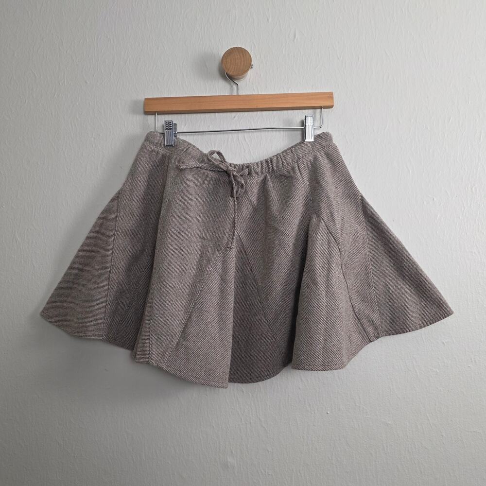 NEW Aerie Marled Heather Brown Knit Gored Skater Mini Skirt - Small